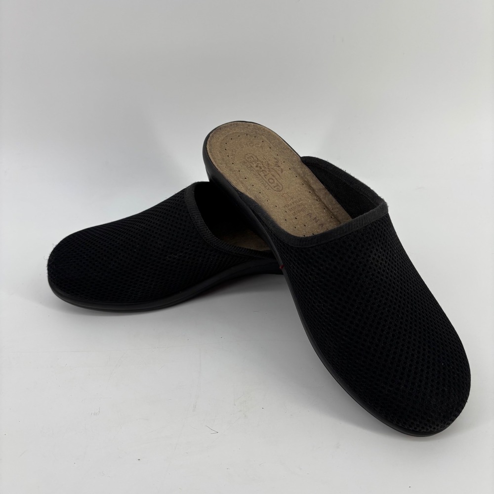 Fly Flot Mesh Clogs Women 8.5 Black Breathable Comfort Mules Made in Italy